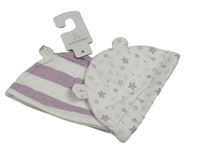 2set - 2x bílo-fialová čepička Dunnes Stores