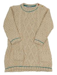 Smetanovo-barevné melírované vlněné vzorované pletené šaty zn. M&S