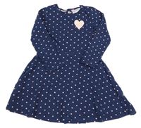Tmavomodro-růžové puntíkaté šaty se srdcem 