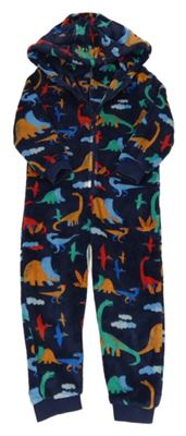 Tmavomodrá plyšová kombinéza s diny a kapucí M&S