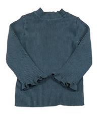 Šedomodrý žebrovaný svetr Nutmeg