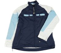 Tmavomodro-bílá šusťáková sportovní bunda 