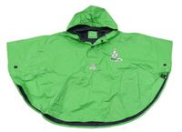 Zelené voděodolné pončo se skejťákem a kapucí 