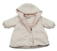 Světlerůžová šusťáková prošívaná zateplená bunda s kapucí Dior