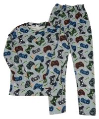 Šedé pyžamo s ovladači 