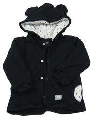 Černá zateplená propínací mikina s kapucí 