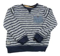 Tmavomodro-bílá melírovaná pruhovaná mikina Matalan