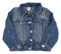 Modrá riflová bunda s duhou a nápisy H&M