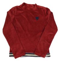 Červeno-tmavomodrá plyšová mikina se srdíčkem Alive