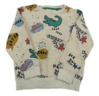 Béžová mikina s nápisy a krokodýly Next