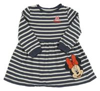 Šedomodro-bílé pruhované teplákové šaty s Minnie George