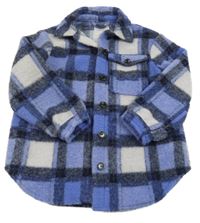 Modro-bílá kostkovaná vlněná košilová bunda PRIMARK
