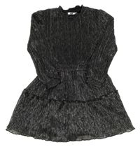 Černo-stříbrné třpytivé žebrované šaty WE