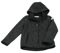 Šedo-černá melírovaná pletená propínací mikina s kapucí H&M