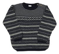 Tmavomodro-bílý vzorovaný svetr H&M