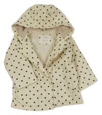 Smetanovo-černá puntíkatá voděodolná zateplená bunda s kapucí Zara