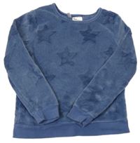 Tmavomodrá plyšová mikina s hvězdami H&M