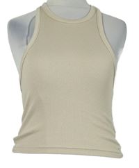 Dámský béžový žebrovaný crop top H&M