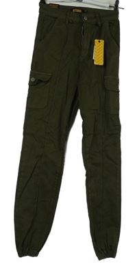 Nové - Dámské khaki cargo kalhoty s kapsami Rising 