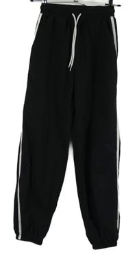 Dámské černé šusťákové cuff kalhoty s pruhy Shein 