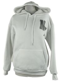 Pánská bílá mikina s medvídkem a kapucí 