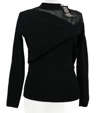 Nové - Dámský černý žebrovaný svetr s průsvitným výstřihem River Island 