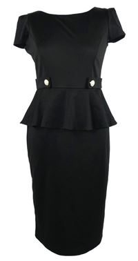 Dámské černé pouzdrové šaty s volánky Wallis 