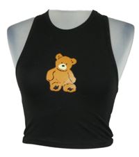 Dámský černý crop top s medvídkem Shein 