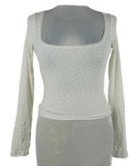 Dámské bílé kytičkované žebrované crop triko H&M