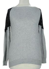 Dámský šedý lehký svetr s krajkou Select 