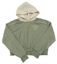 Khaki-béžová crop mikina s nápisem a kapucí River Island