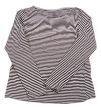 Vínovo-bílé pruhované třpytivé triko H&M