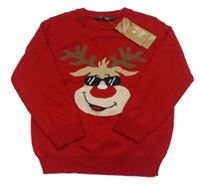Nové- Červený lehký svetr se sobem Primark