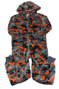 Šedá army chlupatá kombinéza s kapucí Next