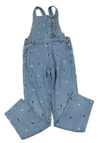 Modré laclové rifle s kytičkami M&S