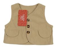 Nové - Béžová sametová žebrovaná vesta