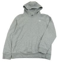 Světlešedá mikina s logem a kapucí Adidas