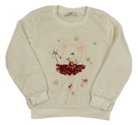 Smetanová chlupatá mikina s myškou C&A