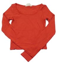 Červené žebrované crop triko H&M