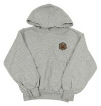 Světlešedá melírovaná mikina s nášivkou a kapucí H&M