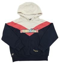 Tmavomodro-růžovo-bílá crop mikina Harry Potter s nápisem a kapucí M&S