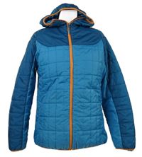 Dámská modrá šusťáková prošívaná zateplená funkční bunda s kapucí 