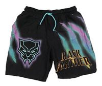 Černo-barevné plážové kraťasy s potiskem Black Panther