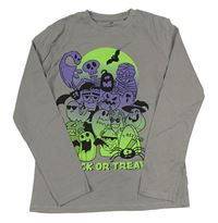 Šedé triko s halloweenským motivem H&M