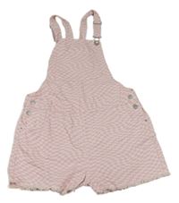 Světlerůžovo-vanilkové kostkované riflové laclové kraťasy M&S