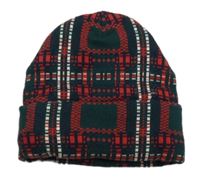 Tmavozeleno-červeno-bílá kostkovaná čepice H&M