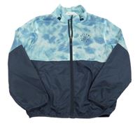 Světle-tmavomodrá šusťáková jarní bunda s nápisem H&M