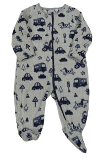 Šedý fleecový overal s hasiči a stromy Bluezoo