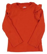 Červené žebrované triko s volánky F&F