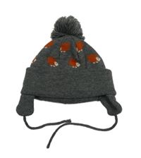 Tmavošedá čepice s ježky a bambulí 